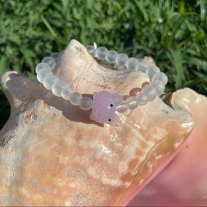 Handmade Matte Clear Glass Pig Bracelet
